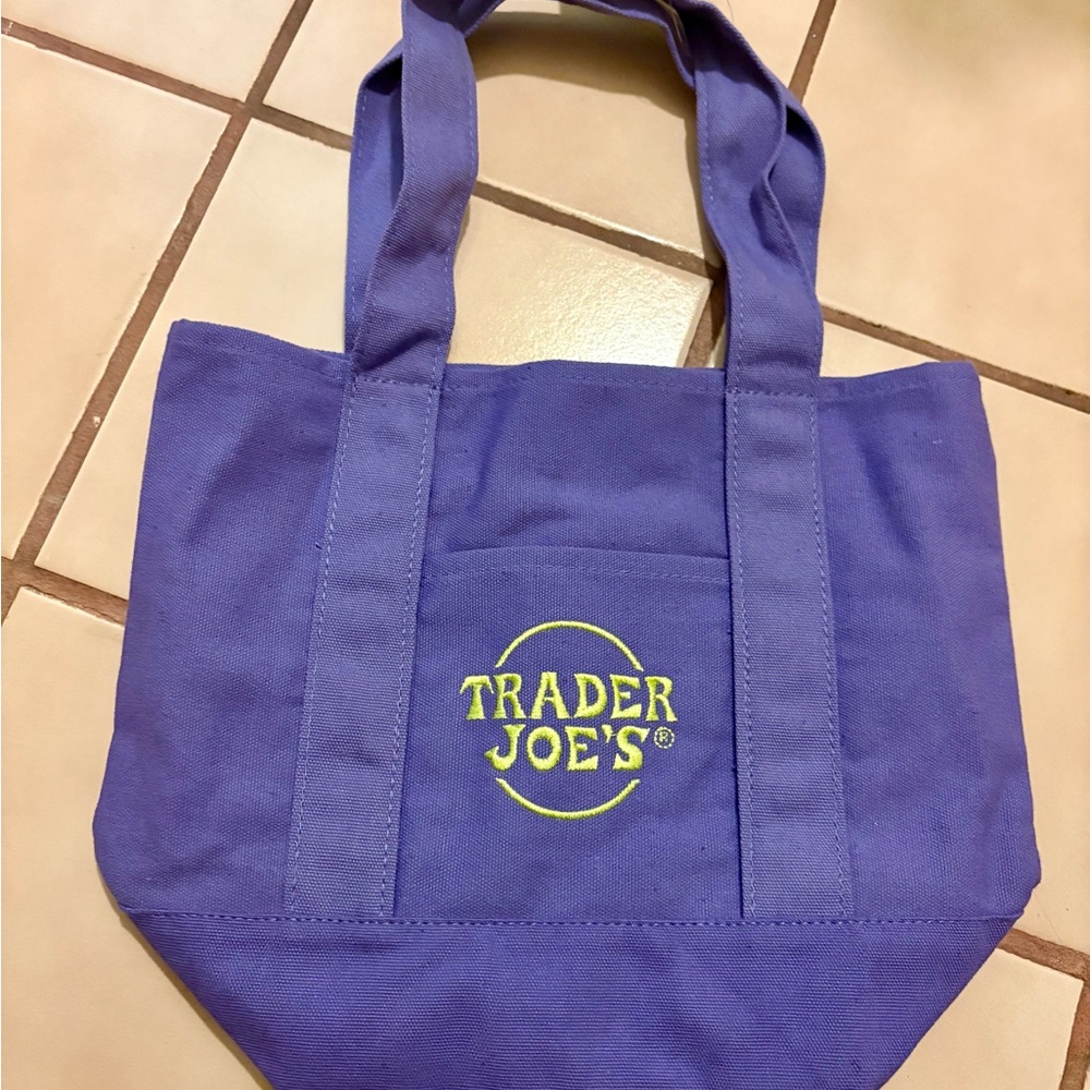 Trader Joes Mini Halloween Canvas Tote Bag purple NWT